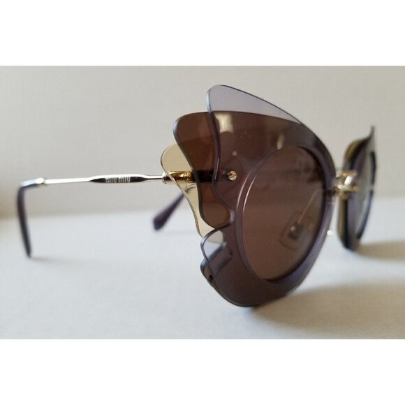 NEW AUTH MIU MIU CAT EYE LILAC YELLOW BROWN LENCES SUNGLASSES 0MU 02SS  ITALY - Picture 8 of 8